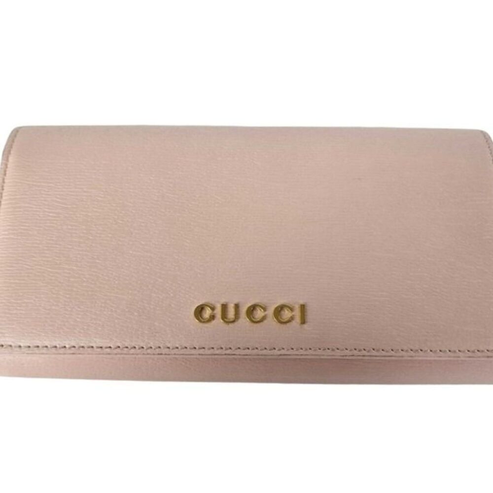 GUCCI Women's Bi-fold Long Wallet, Pink Leather, 772638